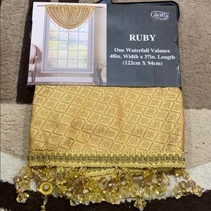 1 Gold Beaded Waterfall Valence